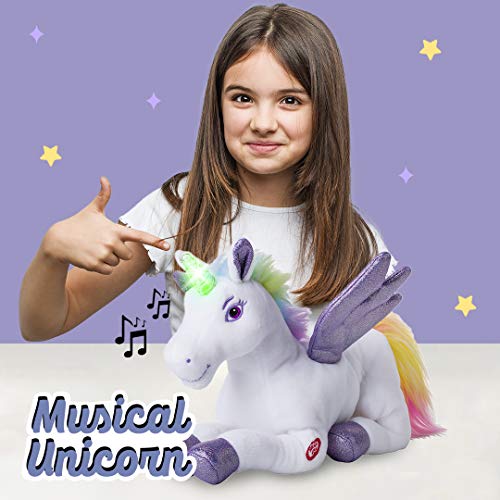 Dazmers Unicorn Light Up Stuffed Animal Plush Toy for Girls and Boys Purple