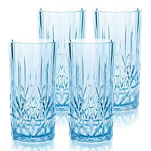 BELLAFORTE Shatterproof Tritan Tall Tumbler, Set of 4 Blue Glassware & Drinkware