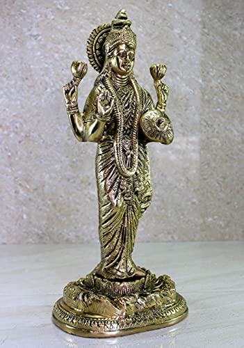 Esplanade Brass Laxmi Murti 15 Inch Pooja Idol Home Decor Golden Statue Golden