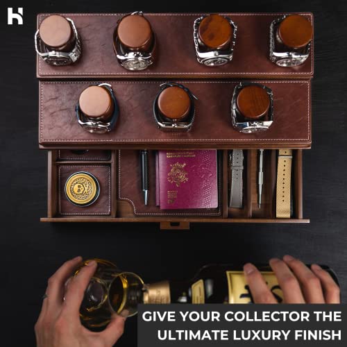 Holme & Hadfield Rustic Brown Leather Watch Padding Set Display Case Accessory
