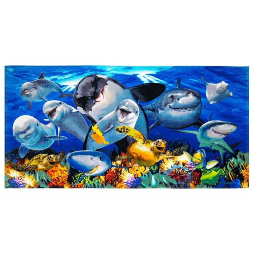 Dawhud Direct Selfie Super Soft Plush Cotton Beach Bath Pool Towel Ocean Animals