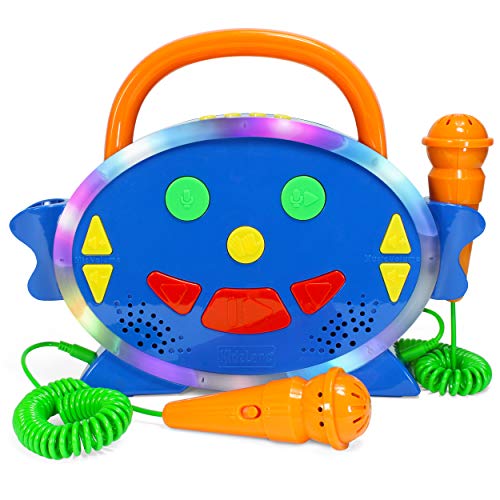 Karaoke Machine for Kids with 2 Microphones Music Player with Songs & Bluetooth Connection Singing Toddler