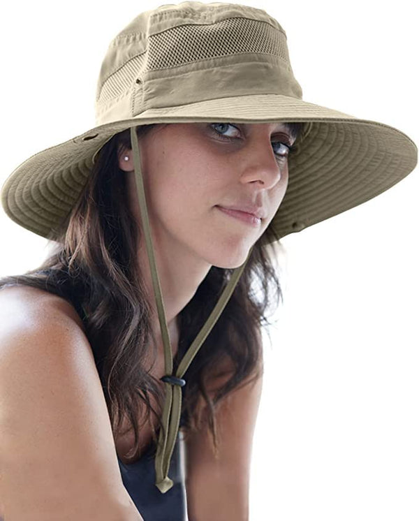 Wide Brim Sun Hat for Men and Women Khaki