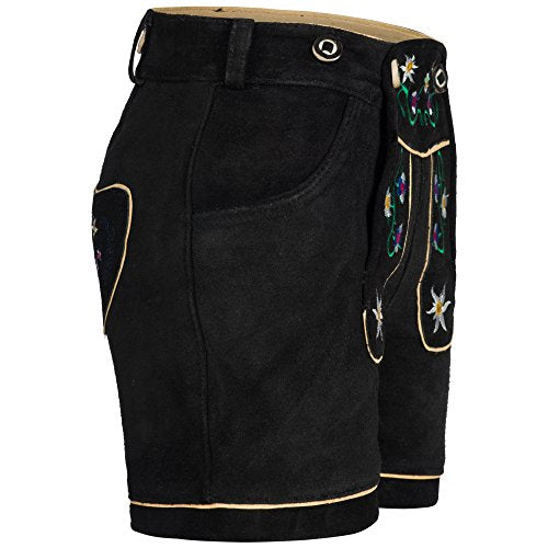 Gaudi-Leathers Women's Traditional Shorts Embroidery 38 Black