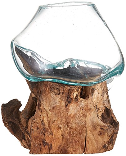 Cohasset Gifts Molten Sculpture Natural Wood Glass Approx 6 Inch Wide