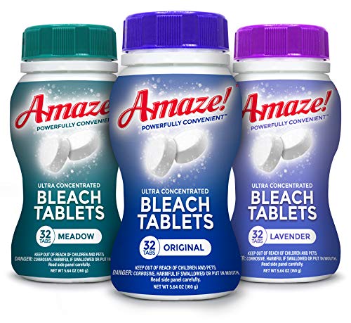 AMAZE Ultra Concentrated Bleach Tablets [32 tablets] - Original Scent - for Laundry, Toilet, and Multipurpose Home Cleaning. Splash-less Liquid Bleach Alternative