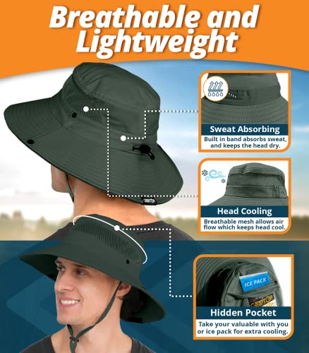GearTOP Wide Brim Sun Hat UV Protection Army Green 7-7 1/2