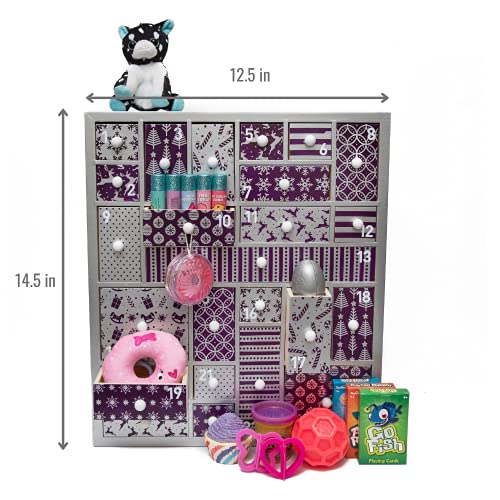 Hyggehaus Wooden Advent Calendar Purple and Silver for Girls Women Teens