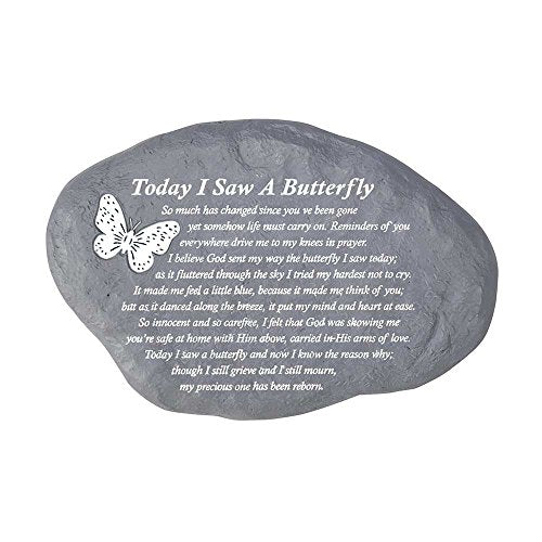 Today I Saw A Butterfly Pewter Gray 10 x 7 Inch Resin Stepping Stone Wall Plaque