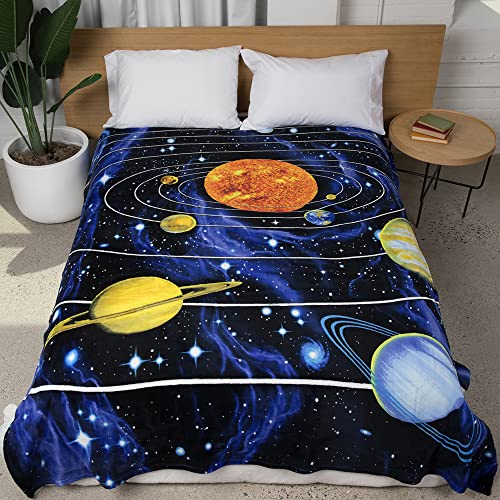 Dawhud Direct Solar System Fleece Blanket Queen Size 75x90 Inch