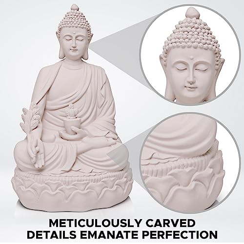 ENSO SENSORY Healing Buddha Statue 10 inch Decor for Home White Sculpture Gift