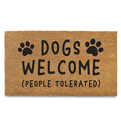 Felpudo de bienvenida para perros de 30x17 pulgadas, Felpudo de bienvenida para perros, Felpudo de entrada para perros grueso y antideslizante, Felpudo de coco para perros, Felpudo de bienvenida divertido con perros, Felpudo de bienvenida para perros para la puerta de entrada