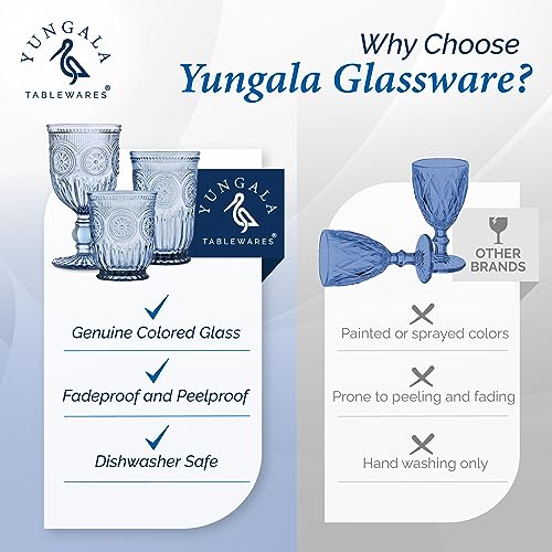 Yungala Blue Wine Glasses Set of 6 Glassware Vintage and Colorful