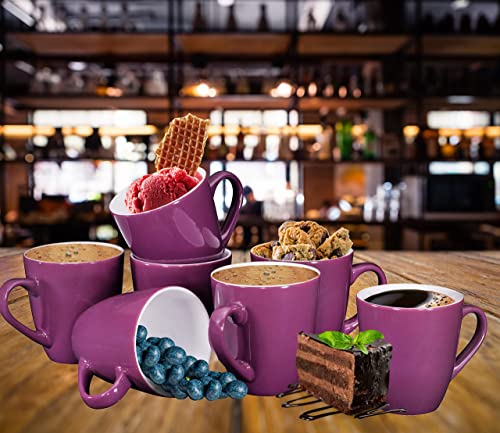 Bruntmor 16 Oz Plain Coffee Mug Set 6 Large Purple Mugs Gift Purple