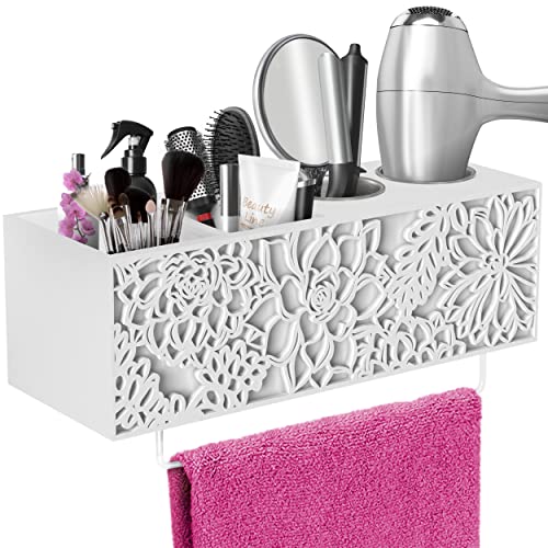 Wall Mount Hair Tool Organizer, Hair Care Product Beauty Supply Station Hot Holder for Blow Dryer, Curling Iron, Straightener, Brush Stand - Bathroom Storage -Makeup Vanity, Countertop or Dresser