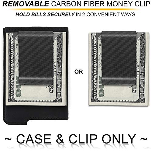 Fidelo Leather Case for Carbon Fiber Aluminum Pop Up Wallet Leather Case Only Black