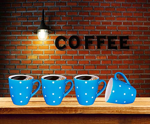 Bruntmor 16 Oz Polka Dot Mug Set 6 Ceramic Mugs Christmas Birthday Gift Blue