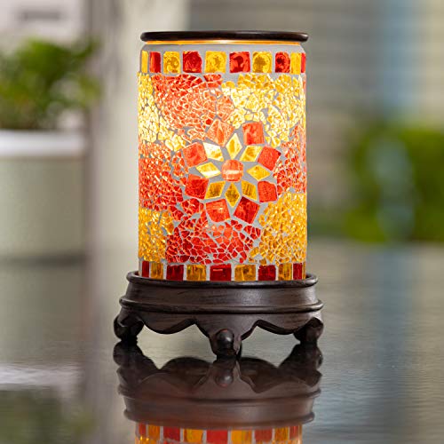 VP Home Wall Plug-in Wax Warmer for Scented Wax Mosaic Glass Ruby and Gold Electric Home Fragrance Warmer for Essential Oils Candle Wax Melts and Tarts Scent Warmer Night Light