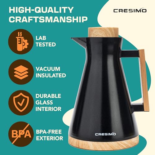 Thermal Coffee Carafe 34 Oz 1L 24 Hours Hot Water Dispenser Wooden Vacuum