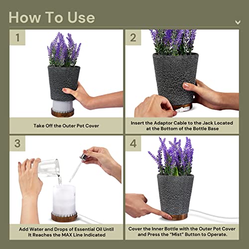 Viverie Essential Oil Aromatherapy Diffuser Artificial Flower Plant Purple