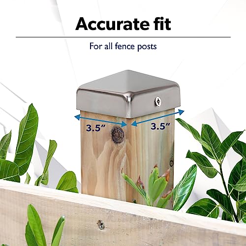 VIIRKUJA 10 Stainless Steel Fence Post Caps (90x90mm or 9x9cm) w/Screws - Pyramid Shape Cover for Wooden Posts - Pyramid Shape Cover Cap Posts