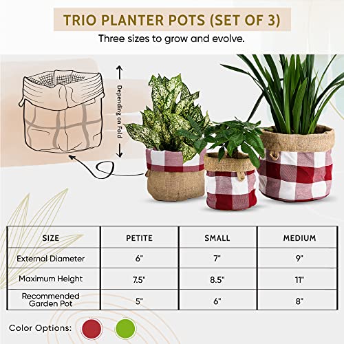 Kiizys Woven Plant Basket Set Reversible Red Planter Indoor Gardening Gifts