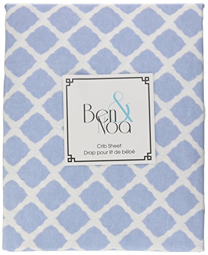 Kushies Soft Cotton Flannel Crib Sheet, Made in Canada, Blue Lattice