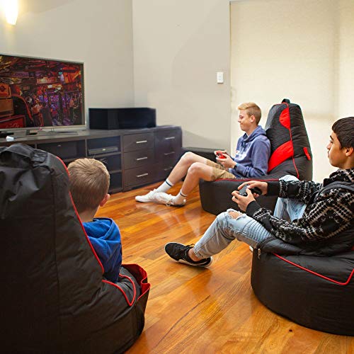 Gaming Bean Bag Chair for Adults [Cover ONLY No Filling] with High Back - Fun Gaming Sofa - Big Bean Bag Chairs for Teens and Kids - Dorm Chair - Gamer Beanbag Gaming Chair (Black/Black)