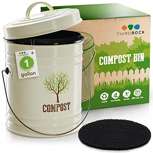 Third Rock 1.0 Gallon Countertop Compost Bin Lid Inner Bucket Liner Composter