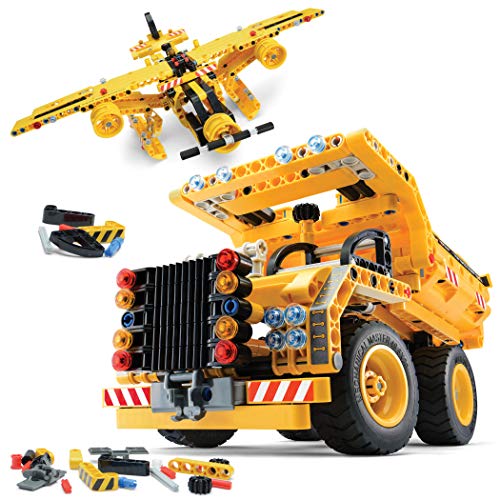 Top Race Stem Building Toys Building Set stem Kits for Boys Gift Toys for Boys Ages 6 7 8 9 10 11 12 13 14 Year olds and up, 2 in 1 Model Set Dump Truck and Airplane 361 Pieces