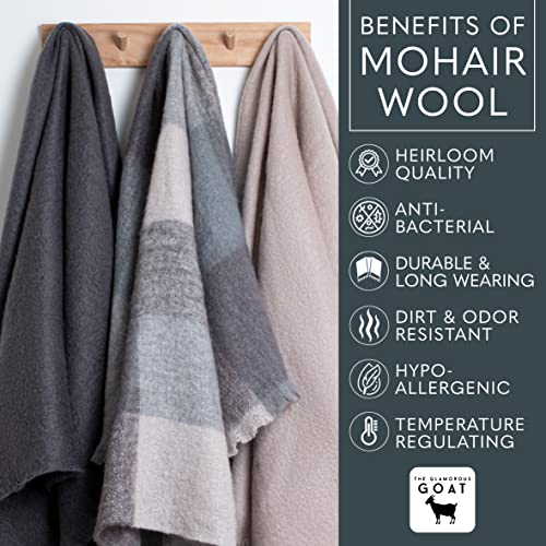 Mohair Wool Throw Blanket 55% Mohair 34% Wool 71  X 51 Inch Dungarvon Gray