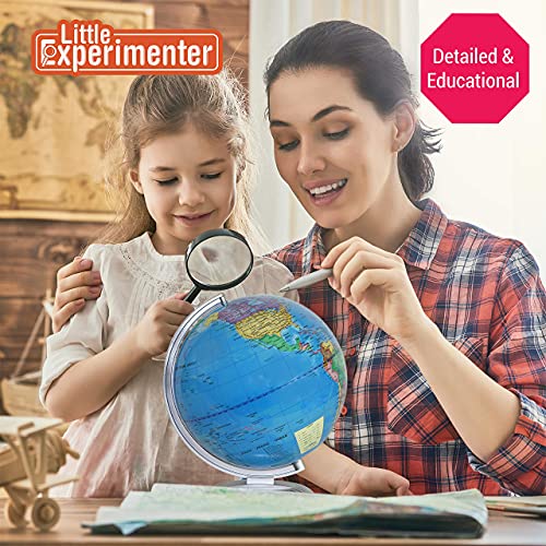 Illuminated World Globe for Kids Stand and Built in Led Night Light for Learning