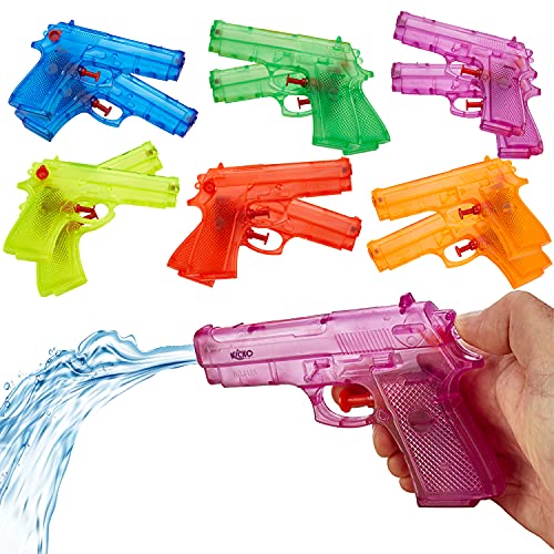 Kicko 6 Pieces Squirt Water Gun 6 Inches Plastic Assorted Colors