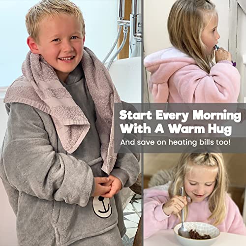 Wearable Blanket Kids 3 to 10yr Fun Animal Kids Hoodie Blanket Grey