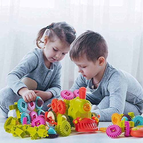 Top Race Remote Control Moving Gear Train Stem Building Toy with Lights and Sound Gift Toys for Boys (98 Pieces)