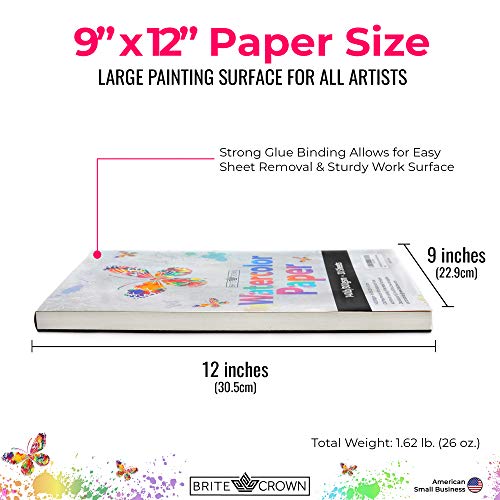 Watercolor Paper Pad 140 Lb 300g Sm 9x12 Inches Cold Press Texture 30 Sheets