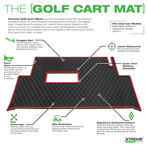 Xtreme Mats Club Car Golf Cart Mat, Full Coverage Golf Cart Floor Liner Mats - Fits Club Car Models Precedent (2004-2023)/Onward & Tempo (2017-2023)/Villager & V4L (2019-2023) - All Black