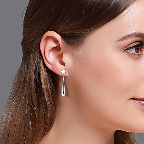 Lecalla 925 Sterling Silver Smooth Teardrop Earrings for Women