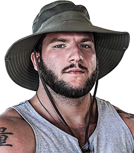 GearTOP Wide Brim Sun Hat for Men and Women - Mens Bucket Hats with UV Protection for Hiking - Beach Hats for Women UPF 50+ (Army Green, 7-7 1/2)
