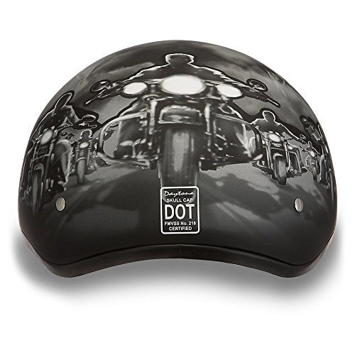 Daytona Helmets Motorcycle Half Helmet Skull Cap Guns 100% Dot Approved