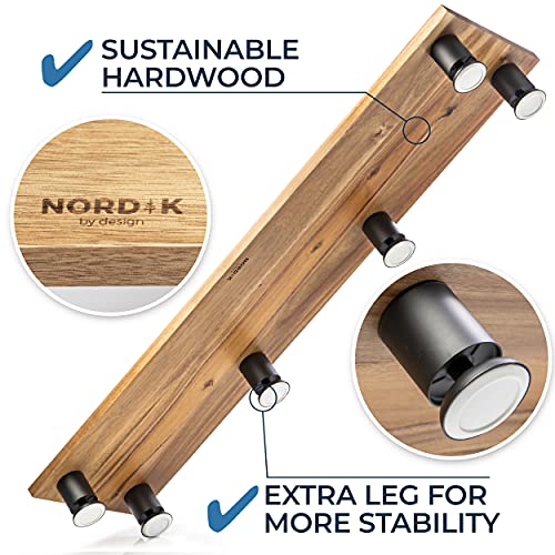Nordik Large Dual Monitor Riser for 2 Monitors - Premium Handmade Hardwood Acacia Computer Riser - TV Stand Laptop Riser Monitor Stand with Storage for Desk Accessories - Desk Organizer Television