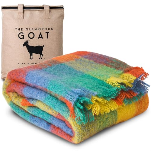 The Glamorous Goat Blanket Throw Soft & Fluffy 71x51 Inch Ethically Otago Spring