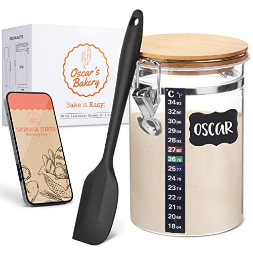 Oscar's Bakery Glass Sourdough Starter Jar Sourdough Sourdough Crock for Bread