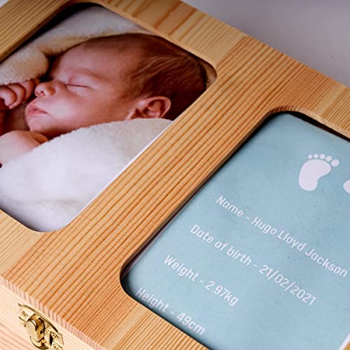 Baby Keepsake Box - Premium Wooden Baby Memory Box - Baby Shower Present for Boys and Girls or New Mom