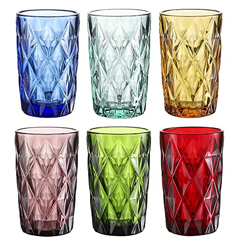 WHOLE HOUSEWARES Colored Glass Drinkware Set Vintage Drinking Cups