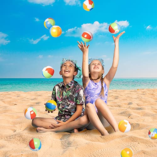 Top Race Inflatable Beach Balls 5 inch 50 Pack Mini Blow up Rainbow Color