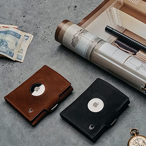 Wallet Air Slim Airtag Holder Leather Card Rfid Vintage Brown