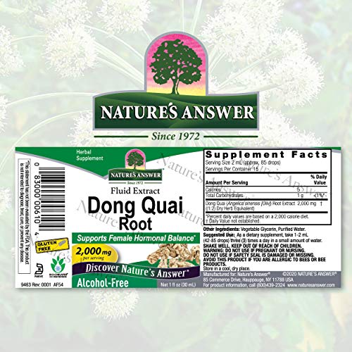 Nature's Answer Alcohol Free Dong Quai Root 2000mg 1oz Extracts Single Count