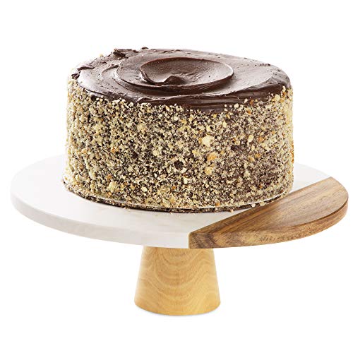 Marble and Wood Cake Stand 12 Inch Diameter