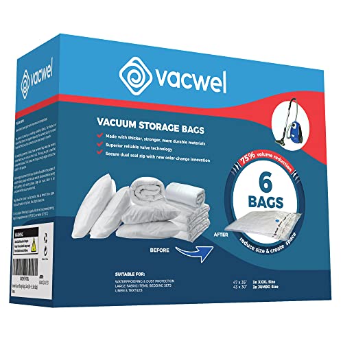 Vacwel 6Pack Variety 3x XXL 3x Jumbo Vacuum Storage Bags